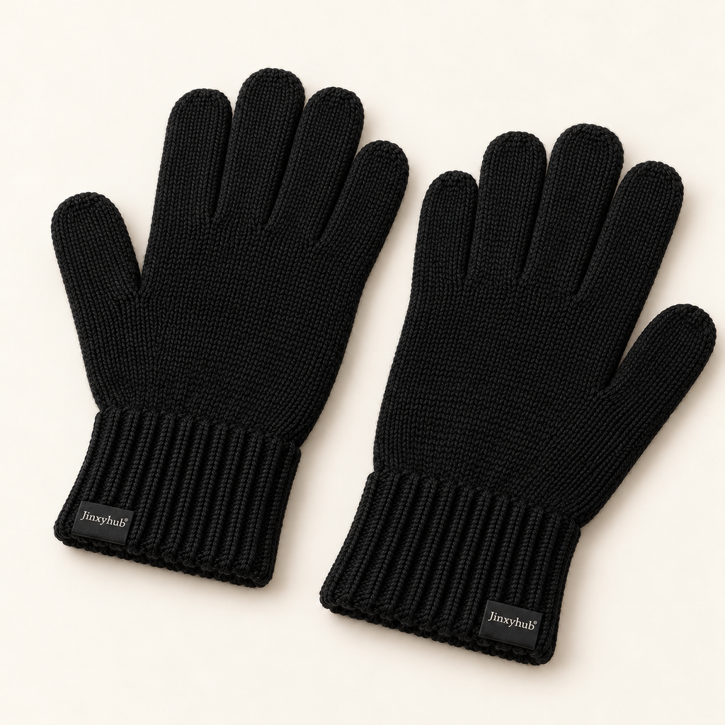 Jinxyhub Hearth Cuff Knit Gloves in black, alternate angle showing the same product and cuff details.