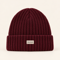Jinxyhub Snowfall Ribbed Beanie in burgundy, clean main product view.