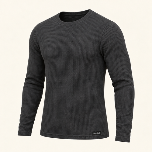Jinxyhub Basecamp Thermal Long-Sleeve Top in charcoal, alternate angle showing the same product and fabric details.