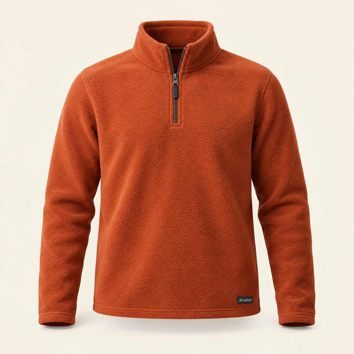 Jinxyhub Drift Fleece Quarter-Zip in rust, clean main product view.
