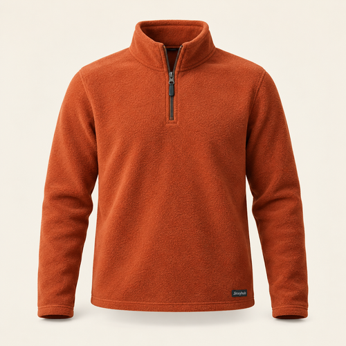 Jinxyhub Drift Fleece Quarter-Zip in rust, clean main product view.