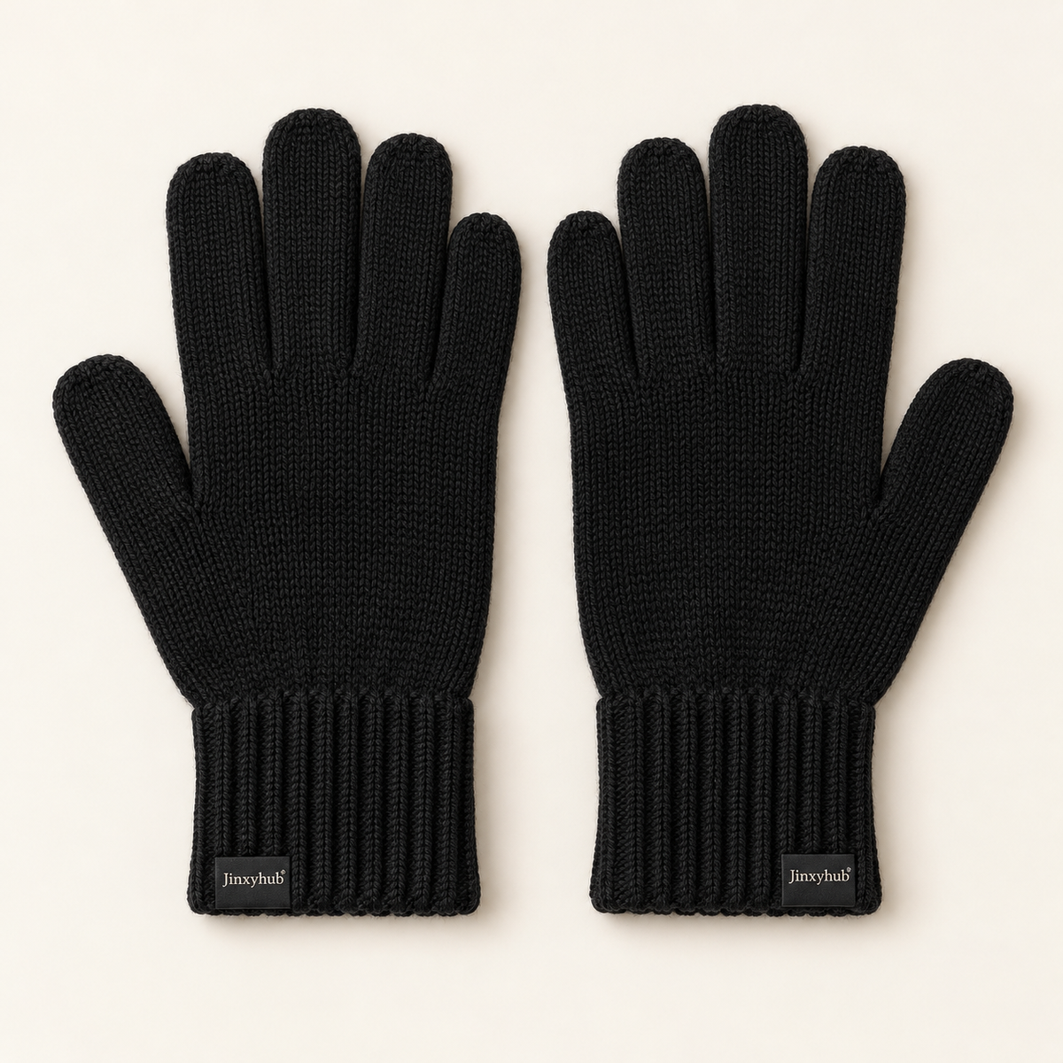 Jinxyhub Hearth Cuff Knit Gloves in black, clean main product view.
