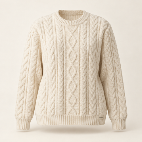 Jinxyhub Alpine Cable-Knit Sweater in ivory, clean main product view.