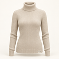 Jinxyhub Fireside Ribbed Turtleneck in oatmeal, clean main product view.